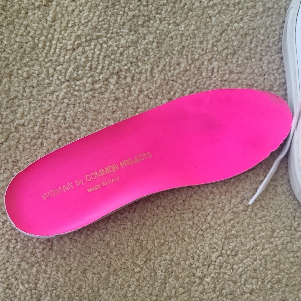 White Leather Sneakers with Pink Accents - Picture 4 of 6